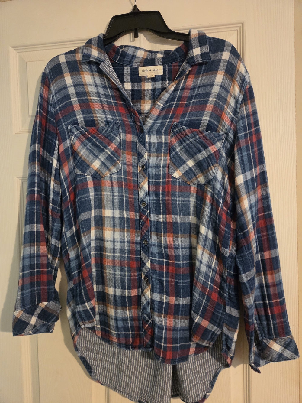 cloth & stone Blue Red White Plaid Button-Down Kids Shirt